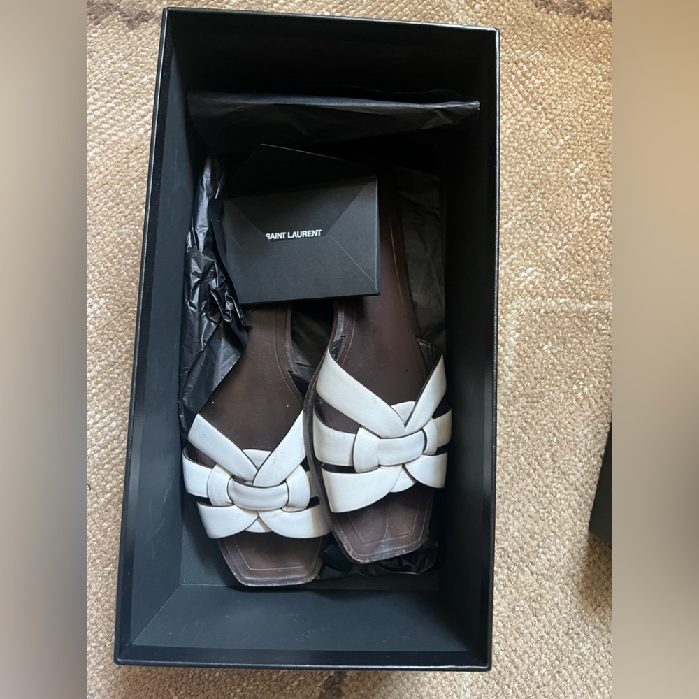 Authentic Saint Laurent tribute sandals white